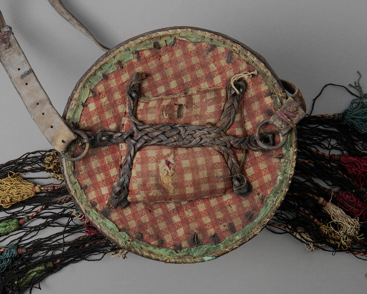 Shield (Dhàl), Cane, iron, brass, silk, cotton, leather, Indian, Balochistān (modern-day Pakistan)