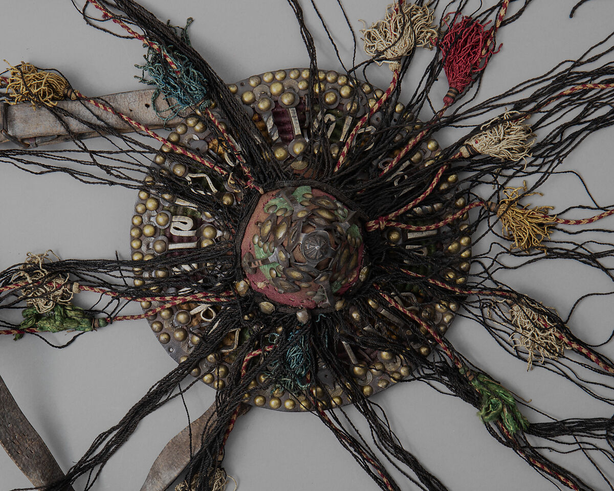 Shield (Dhàl), Cane, iron, brass, silk, cotton, leather, Indian, Balochistān (modern-day Pakistan)