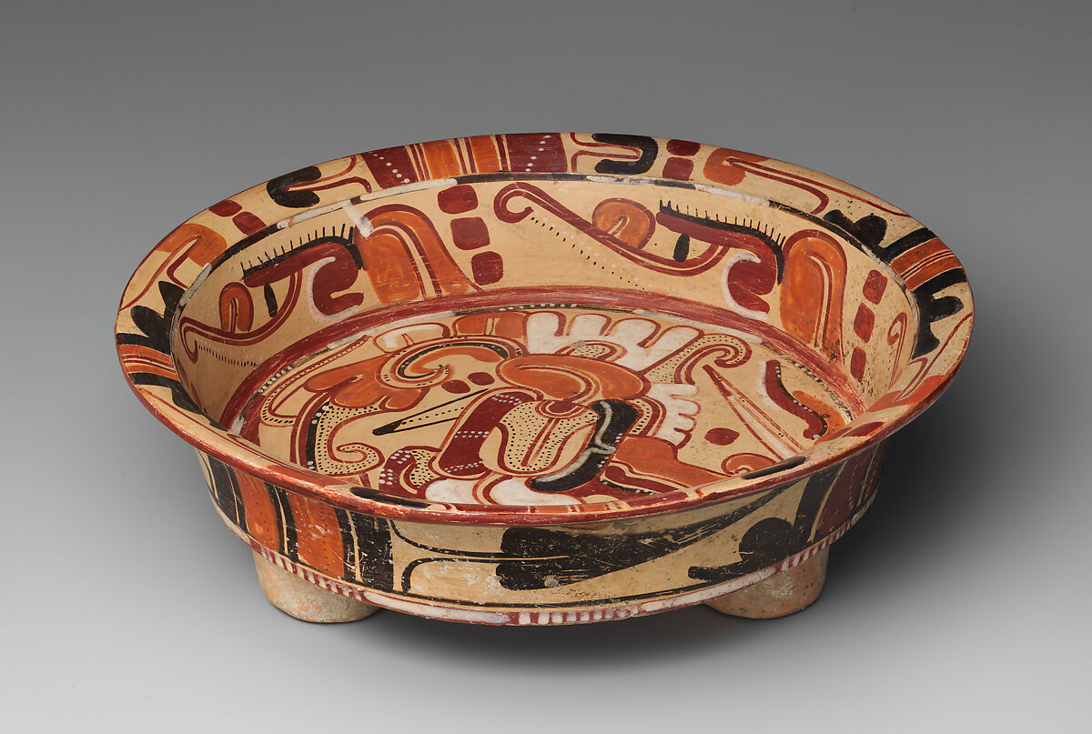 Tripod bowl, Los Tuxtlas artist(s), Ceramic, slip, Classic Veracruz