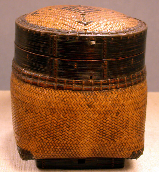 Lidded Basket, Fiber, bark, metal, Philippines 