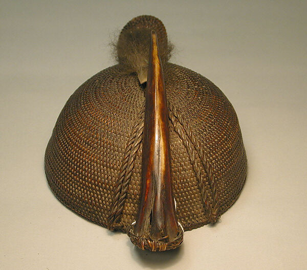 Hat, Fiber, hornbill ivory, hide, feather quills, metal, Nyishi