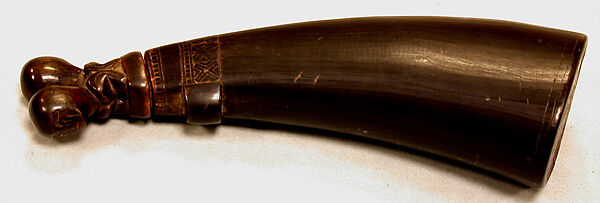 Powder Horn, Water buffalo horn, wood, Toba Batak people 