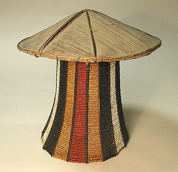 Hat, Fiber, bark, glass beads, Bidayuh people (Land Dayak) 