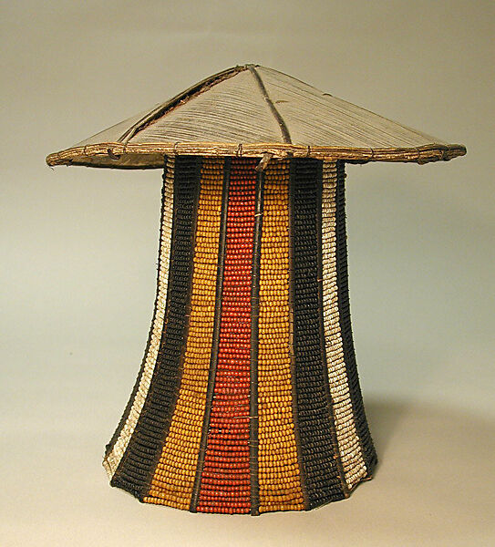 Hat, Fiber, bark, glass beads, Bidayuh people (Land Dayak)