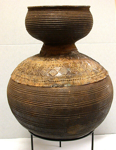 Vessel, Terracotta, metal (hammered), Nupe peoples 