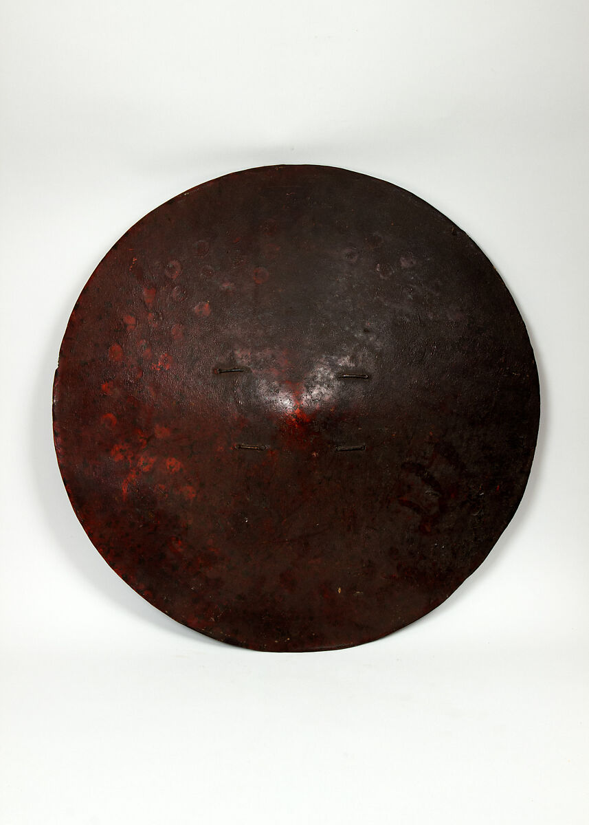 Shield (Dhàl), Leather, wood, polychromy, textile, Indian 
