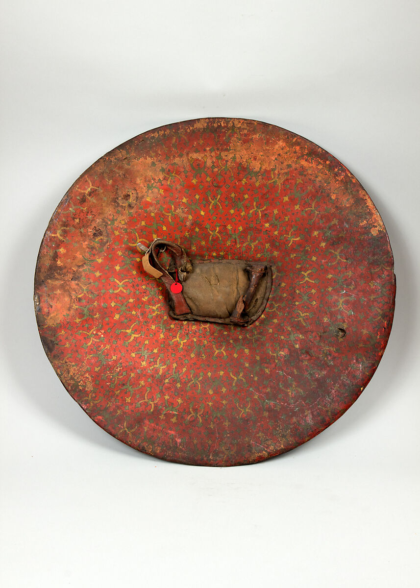 Shield (Dhàl), Leather, wood, polychromy, textile, Indian