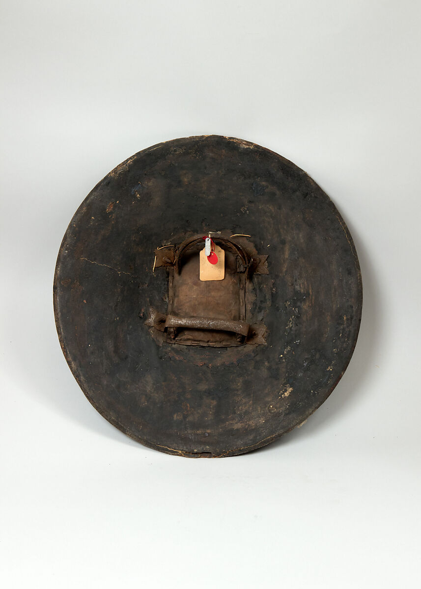 Shield (Dhàl), Hide, silver, iron, lacquer, Indian