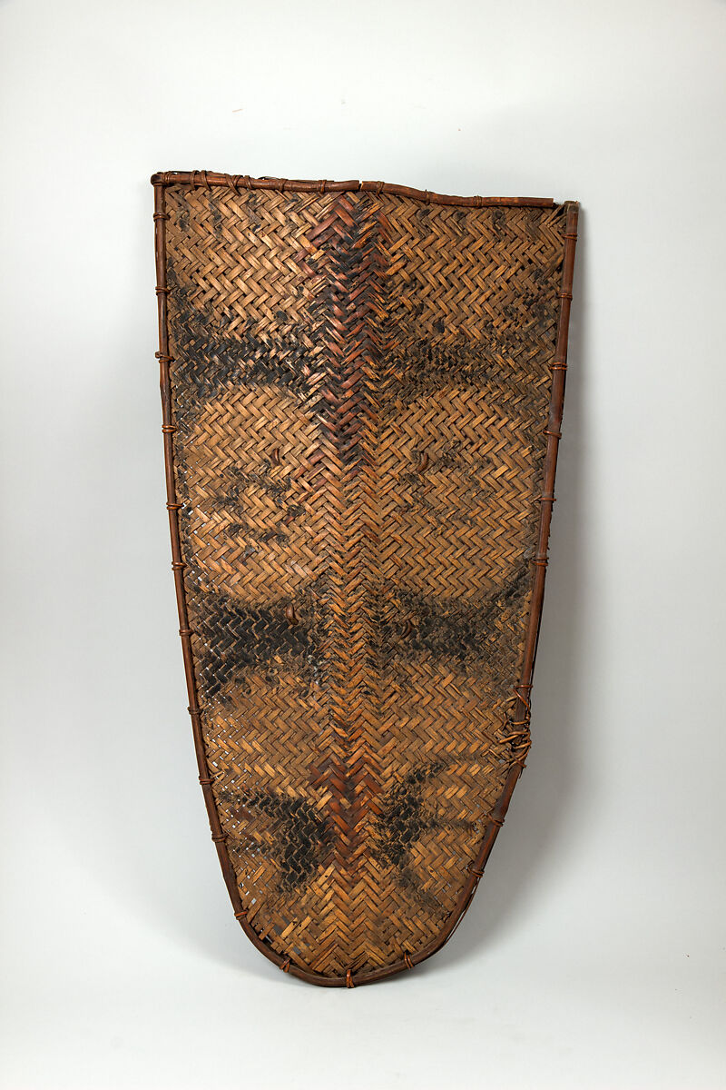 Shield, Cane, bamboo, polychromy, Indian, Assam 