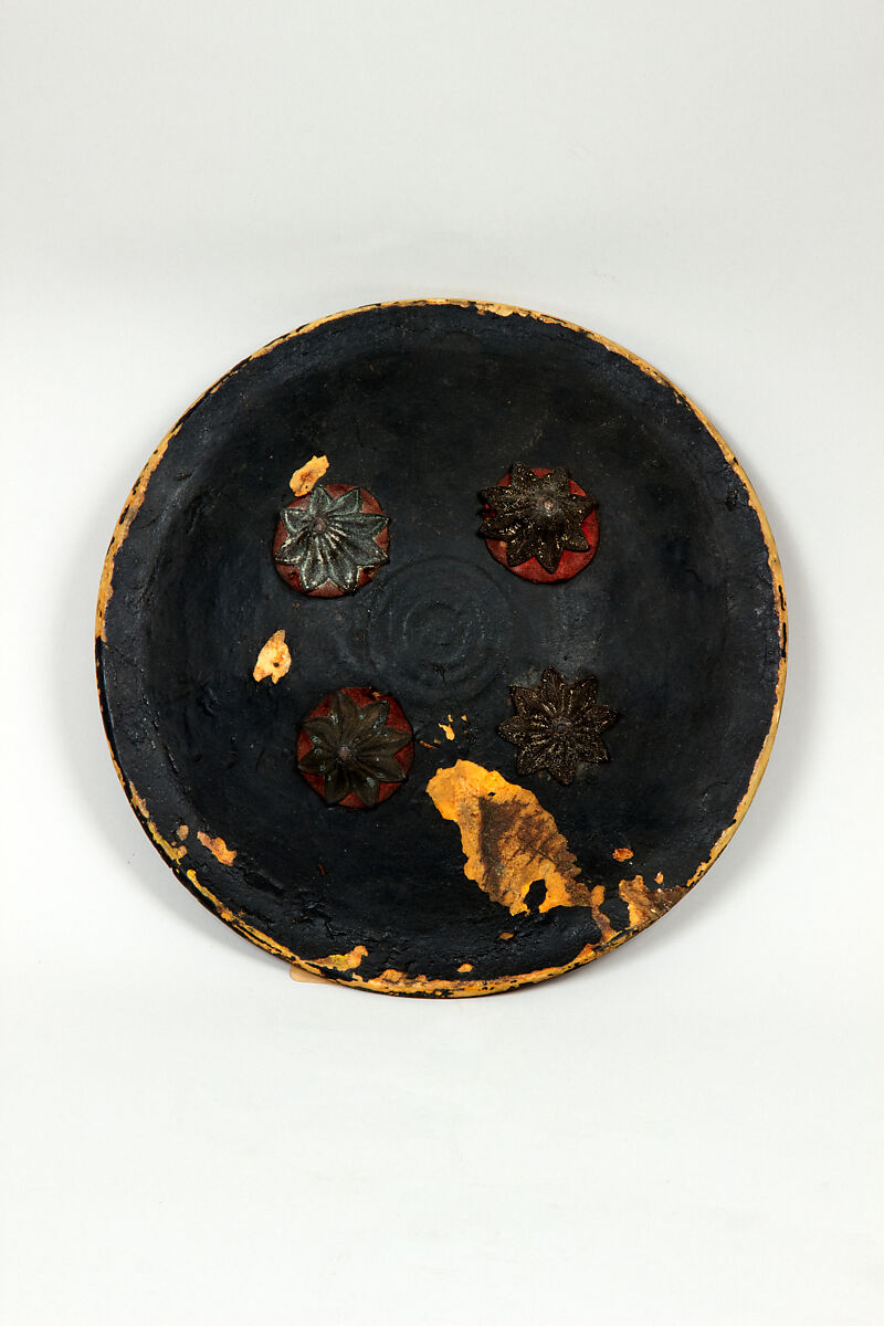 Shield (Dhàl), Hide (buffalo), copper alloy, polychromy, Indian 