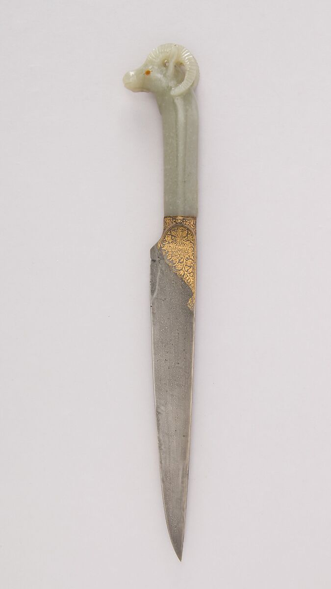 Dagger, Steel, nephrite, gold, ruby, Indian, Mughal 