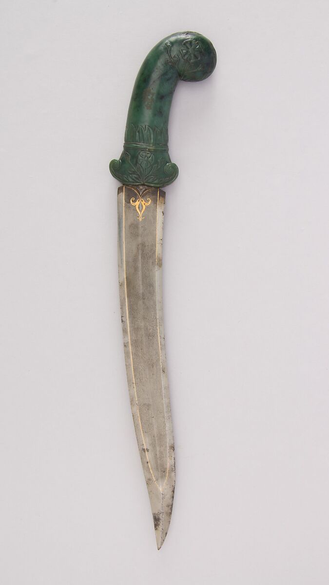Dagger (Khanjar), Steel, jade, gold, silver, Indian, Mughal