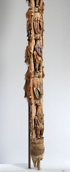 House Post, Wood, fiber, shell, paint, feathers, plastic, metal, Lower Ramu River region