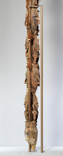 House Post, Wood, fiber, shell, paint, feathers, plastic, metal, Lower Ramu River region