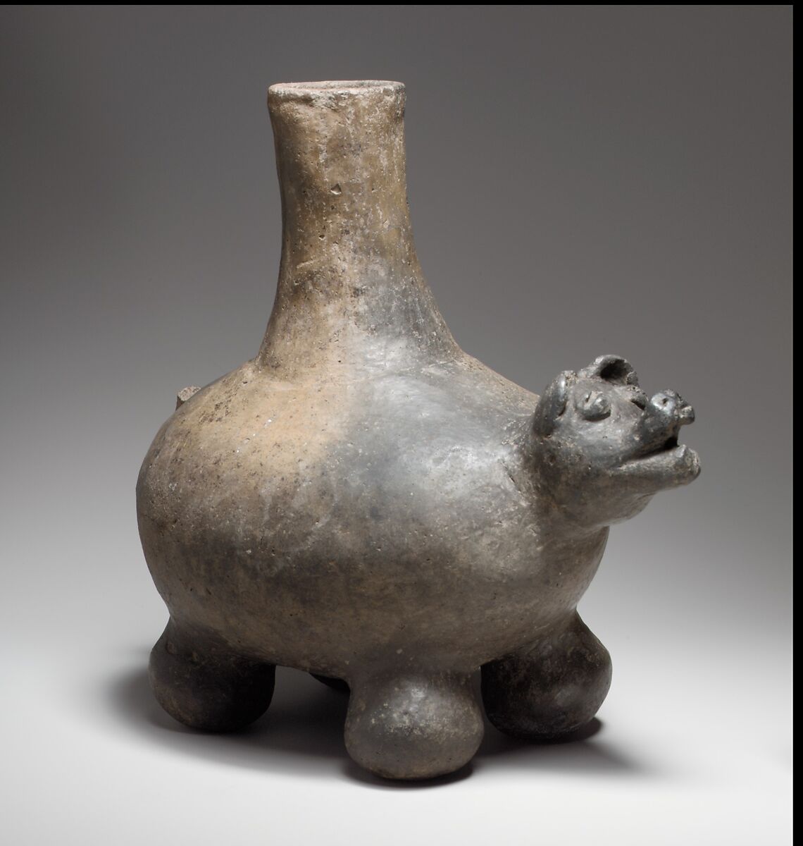 Dog Bottle, Ceramic, Mississippian 