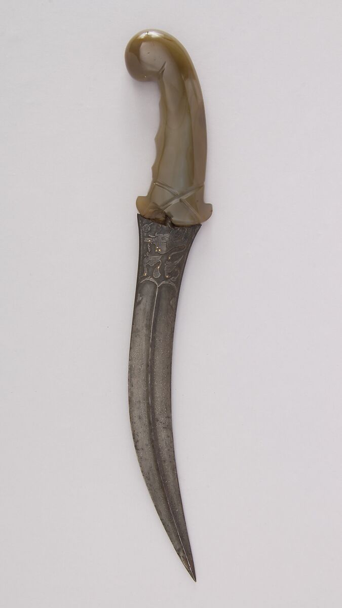 Dagger (Jambiya), Steel, agate, Persian 