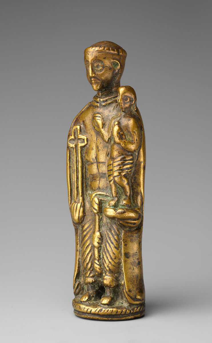 Pendant with Saint Anthony of Padua, Kongo artist, Partially hollow cast brass, Kongo peoples; Kongo Kingdom