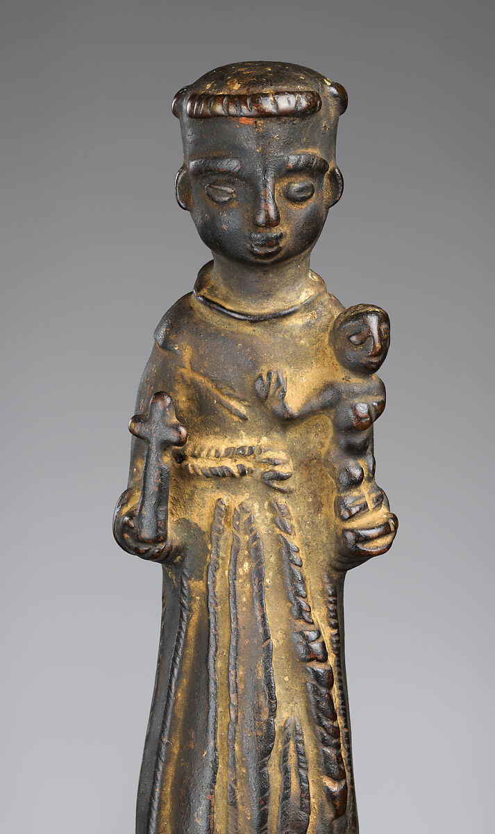 Staff with Saint Anthony of Padua, Kongo artist, Brass, wood, iron, Kongo peoples