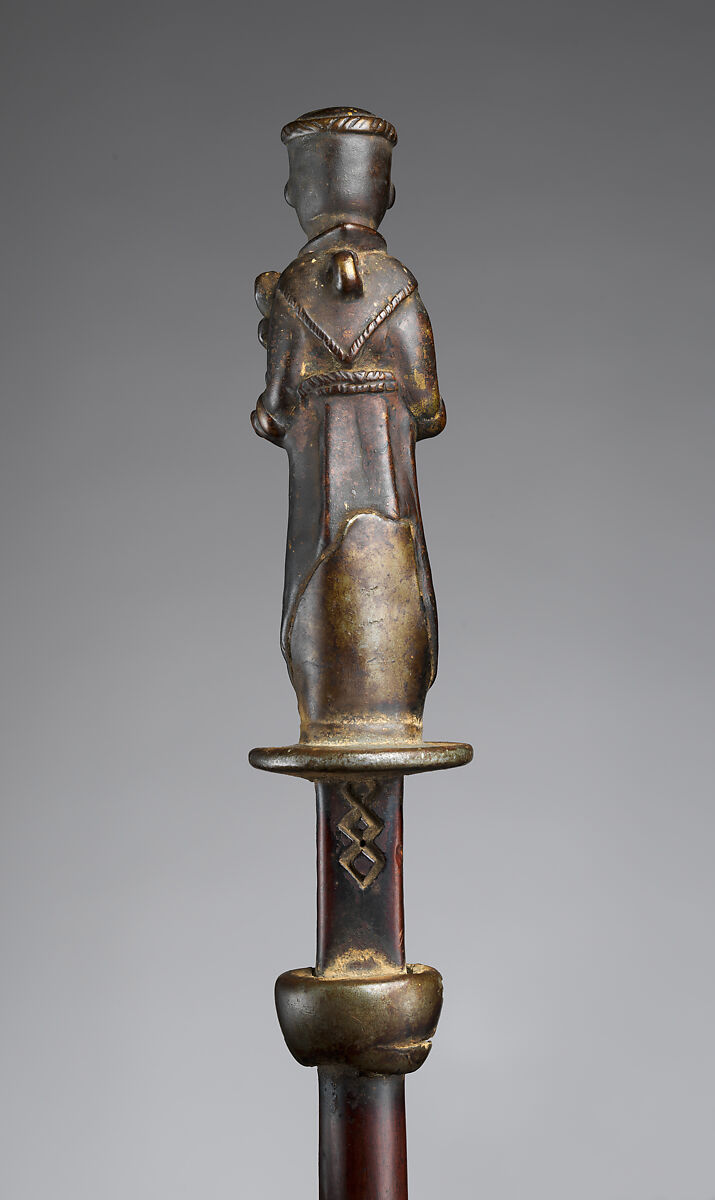 Staff with Saint Anthony of Padua, Kongo artist, Brass, wood, iron, Kongo peoples