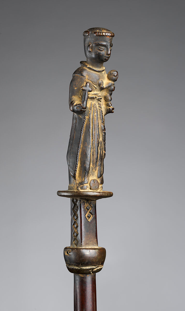 Staff with Saint Anthony of Padua, Kongo artist, Brass, wood, iron, Kongo peoples