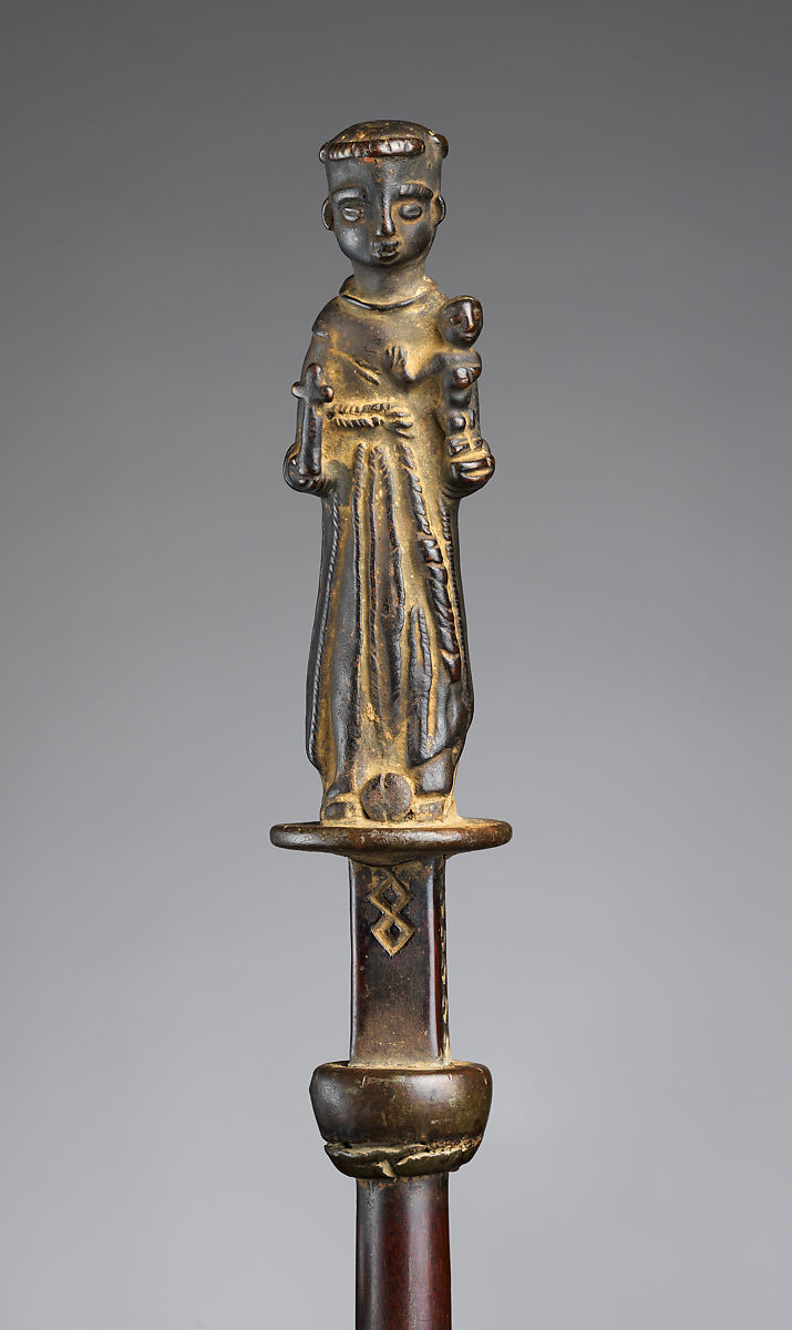 Staff with Saint Anthony of Padua, Kongo artist, Brass, wood, iron, Kongo peoples