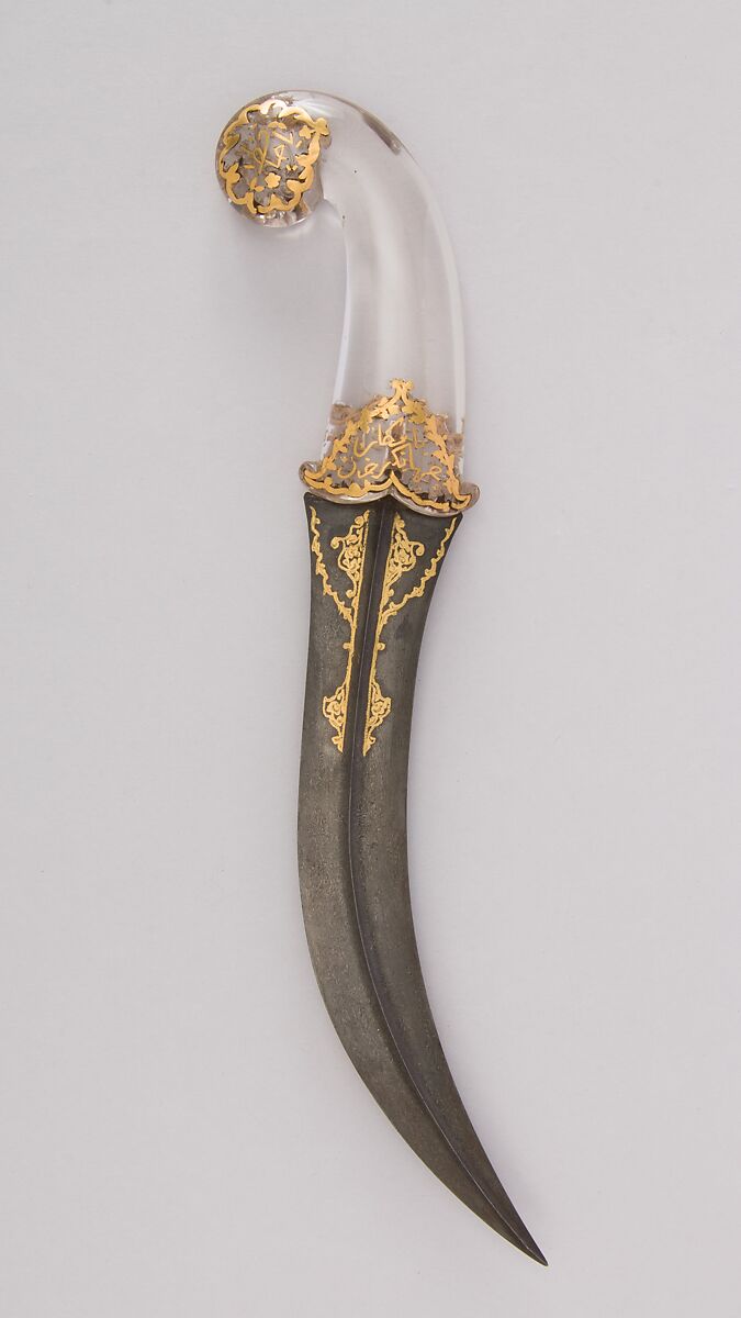 Dagger, Steel, rock crystal, gold, Indian 