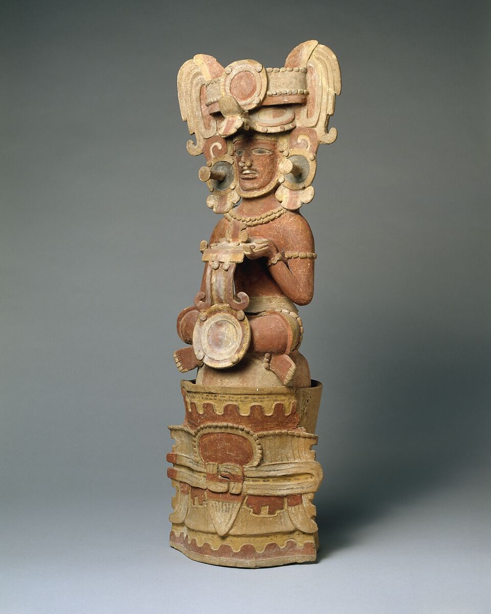 Censer with seated king, Maya artist(s), Ceramic, slip, Maya