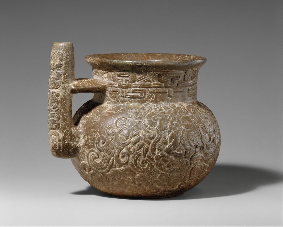 Spouted Jar, Indurated limestone, Maya 