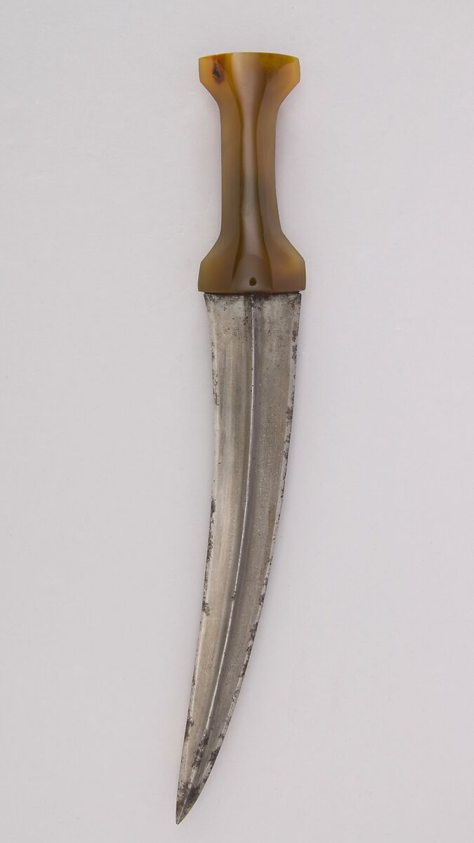 Dagger (Jambiya), Steel, quartz (possibly jasper), Indian