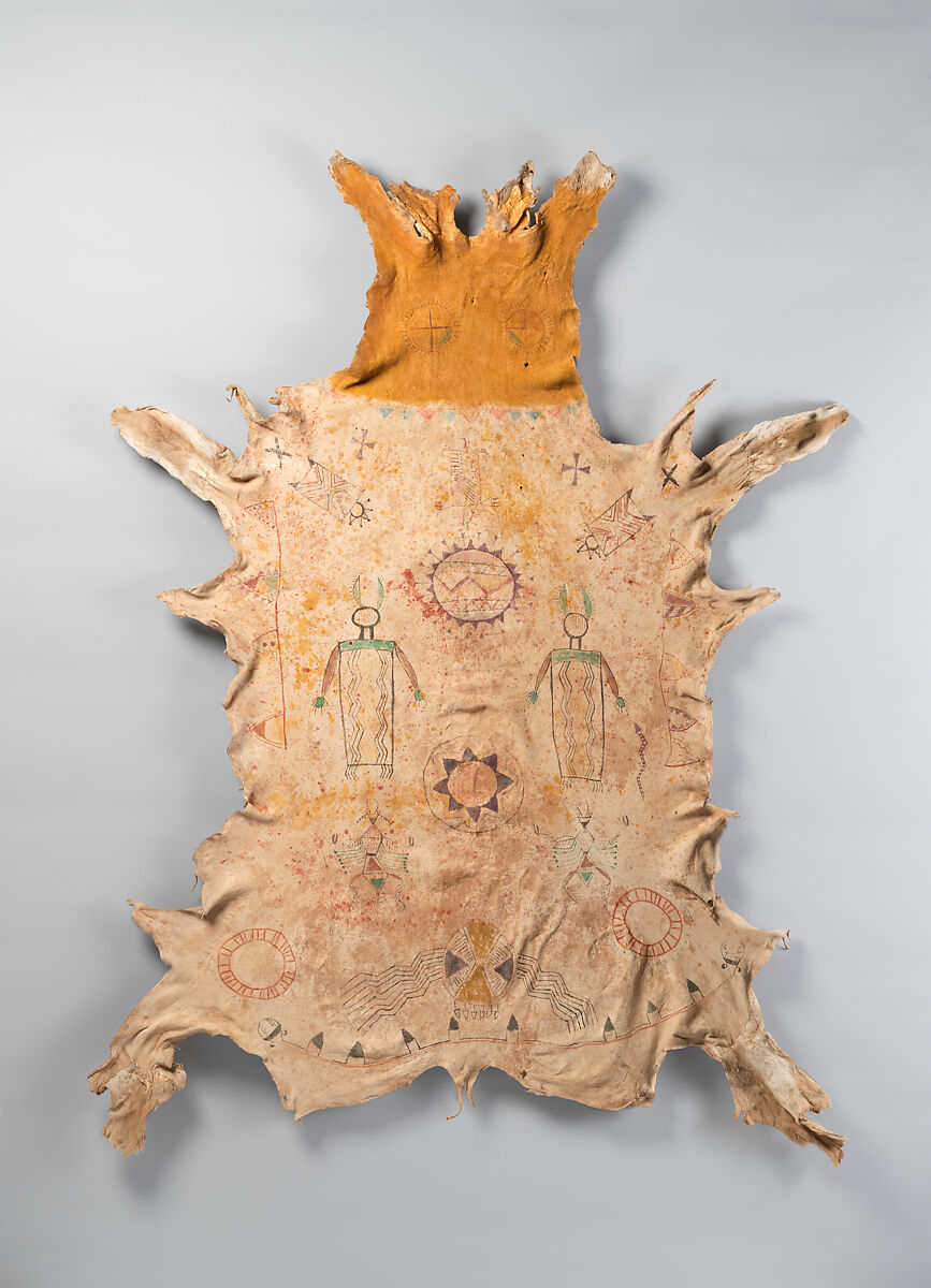 Ceremonial Robe, Native-tanned leather, pigment, Western Apache