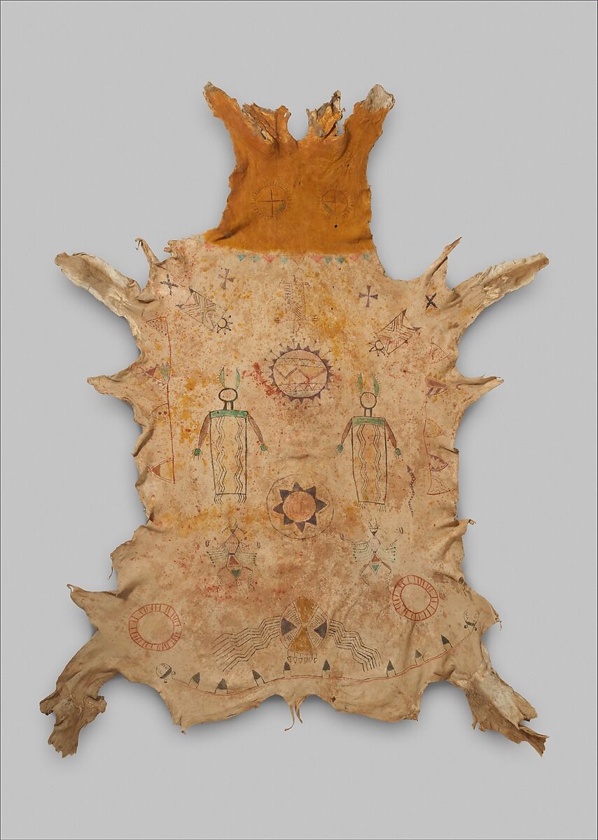 Ceremonial Robe, Native-tanned leather, pigment, Western Apache