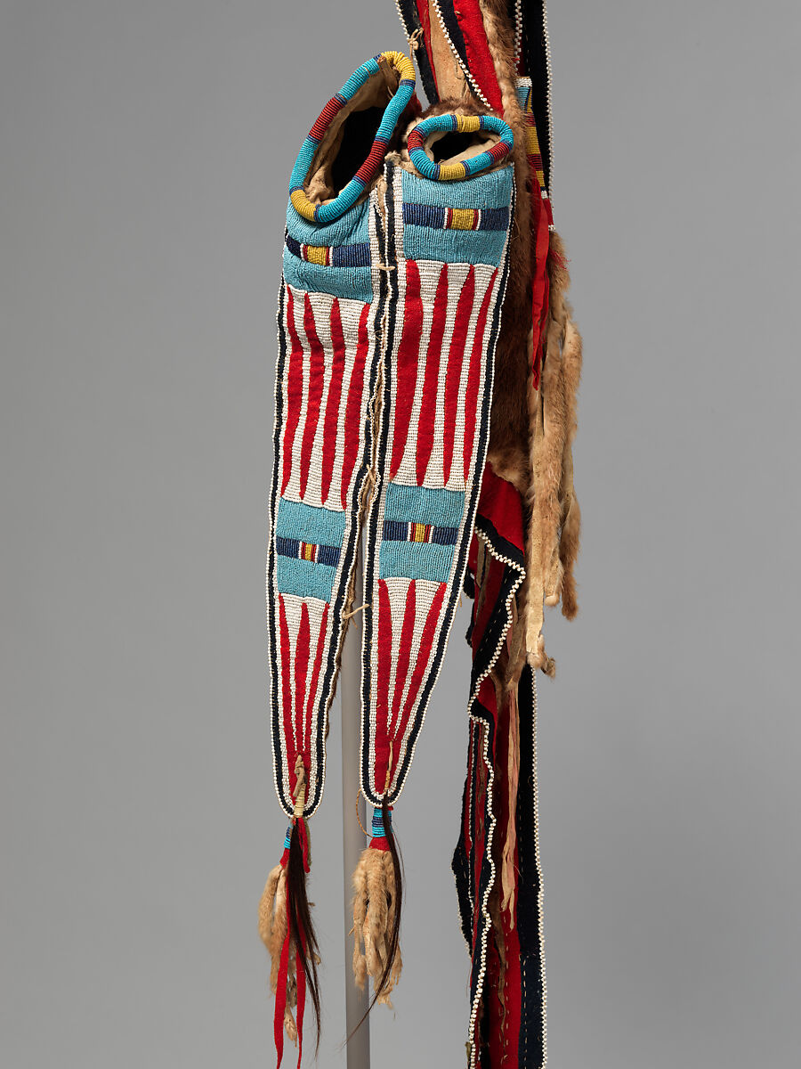 Bowcase and Quiver, Nez Perce artist, Otter skin, native-tanned leather, wool cloth, glass beads, ermine, and silk ribbon, Nez Perce