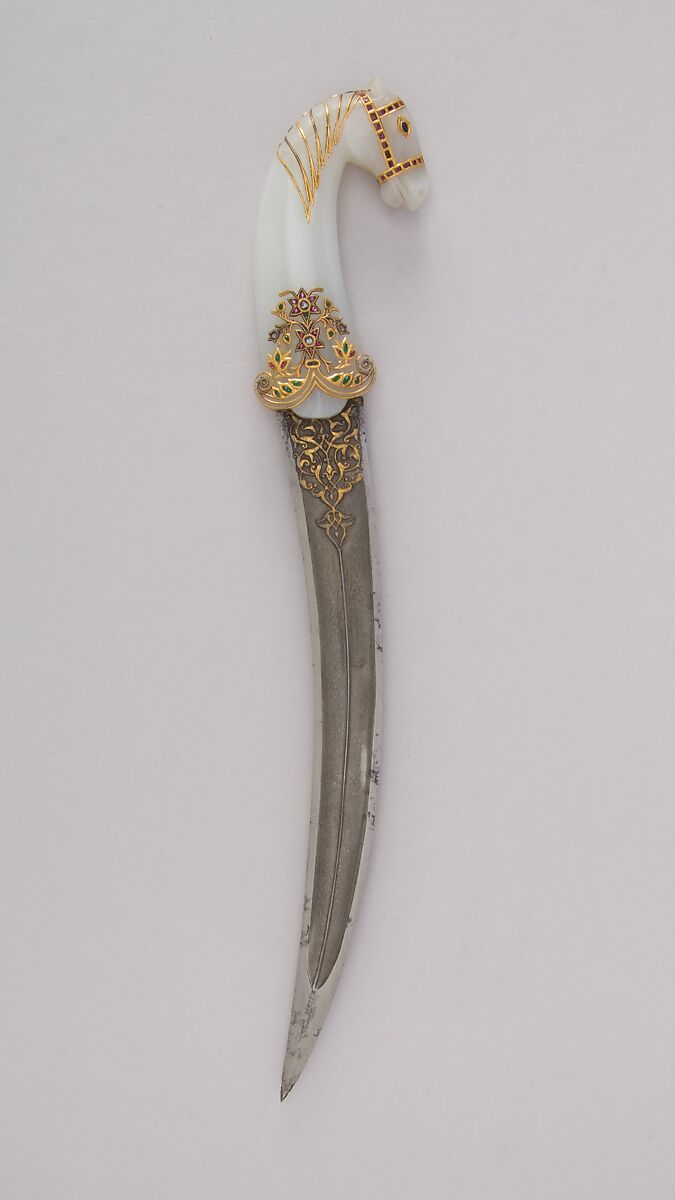 Dagger, Steel, jade, gold, diamond, emerald, ruby, agate, Indian, Mughal