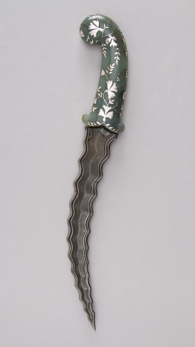 Dagger, Steel, nephrite, silver, gold, Indian, Deccan, possibly Hyderabad
