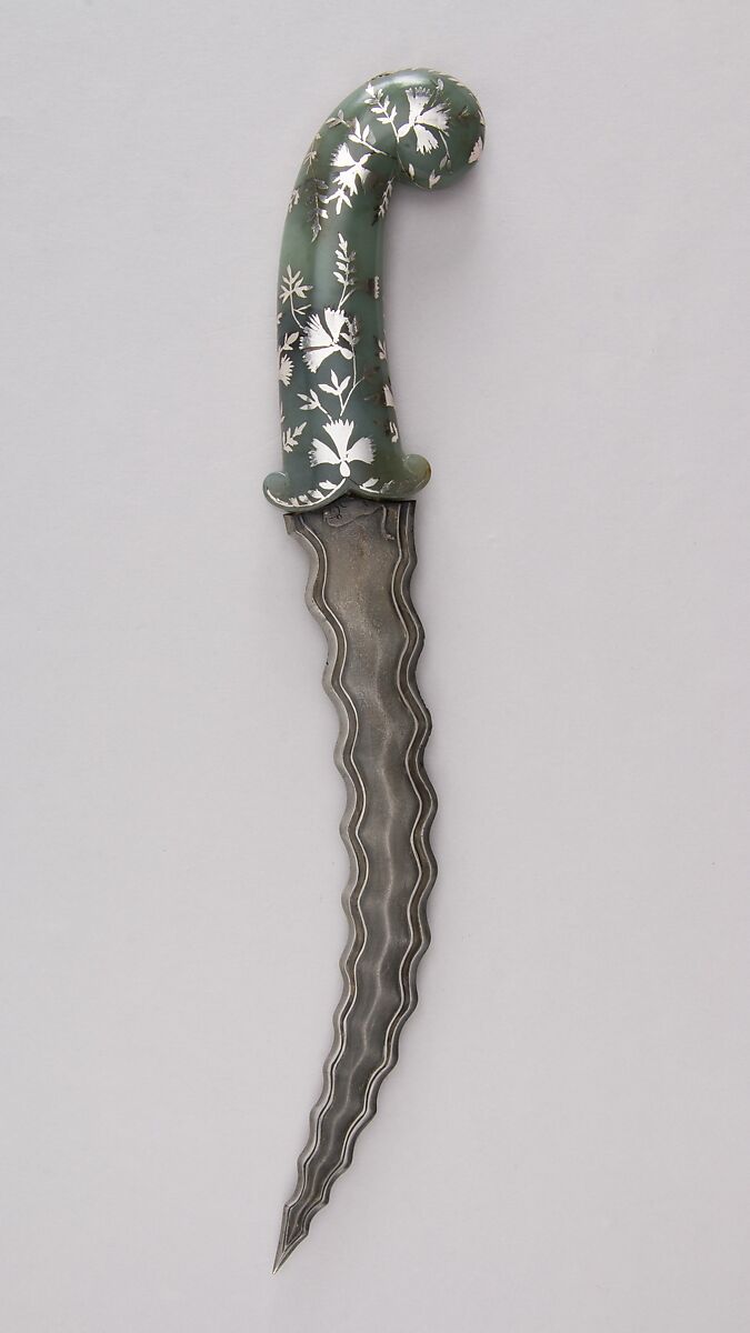 Dagger, Steel, nephrite, silver, gold, Indian, Deccan, possibly Hyderabad