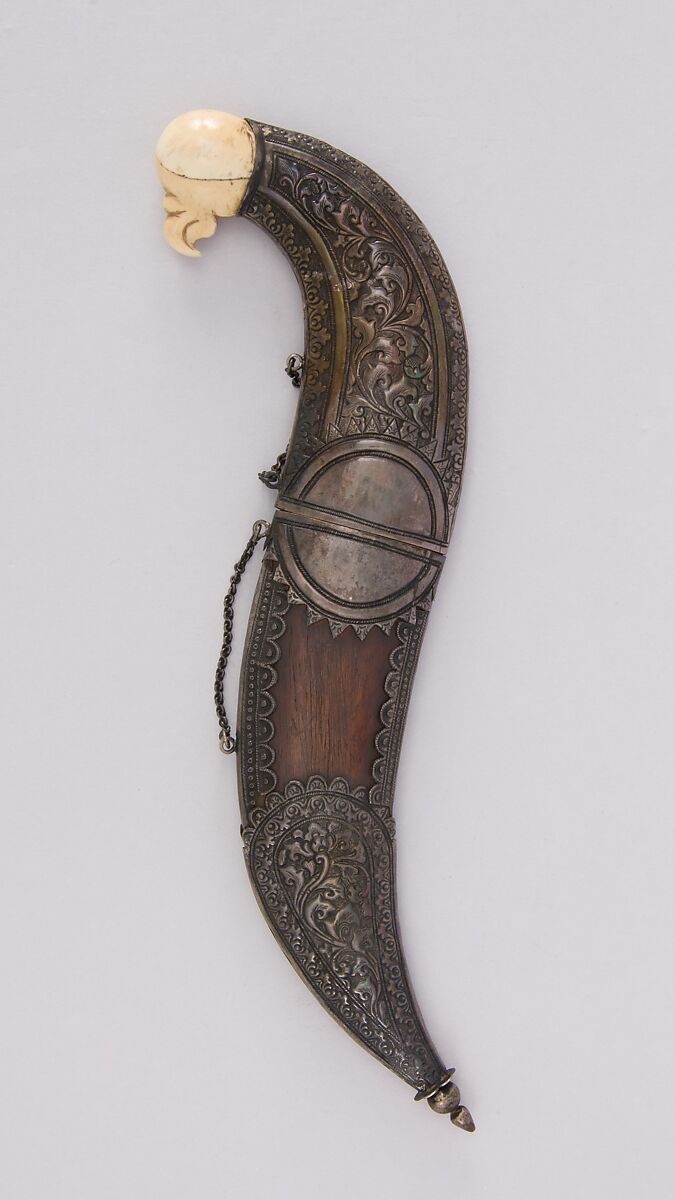 Dagger (Jambiya) with Sheath, Steel, silver, wood, ivory (elephant), Indian