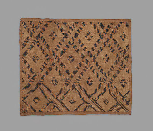 Prestige panel, Dengese artist, Raffia palm fiber, dye, Dengese peoples 