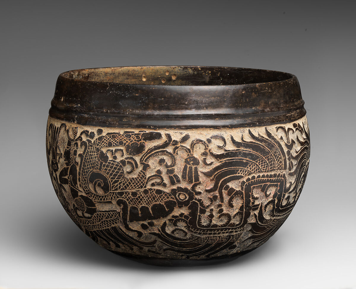 Bowl, Maya artist(s), Ceramic, stucco, pigment, Maya