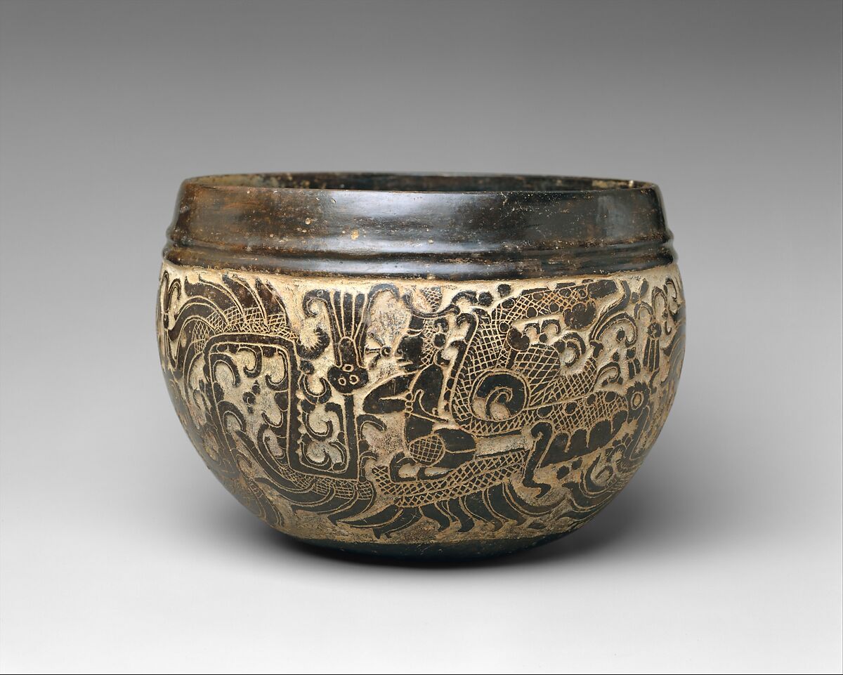 Bowl, Maya artist(s), Ceramic, stucco, pigment, Maya