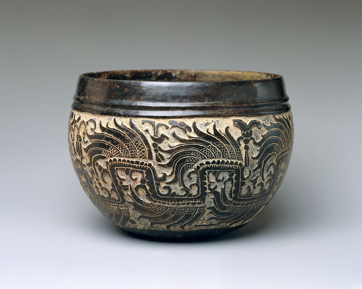 Carved Bowl, Ceramic, Maya 