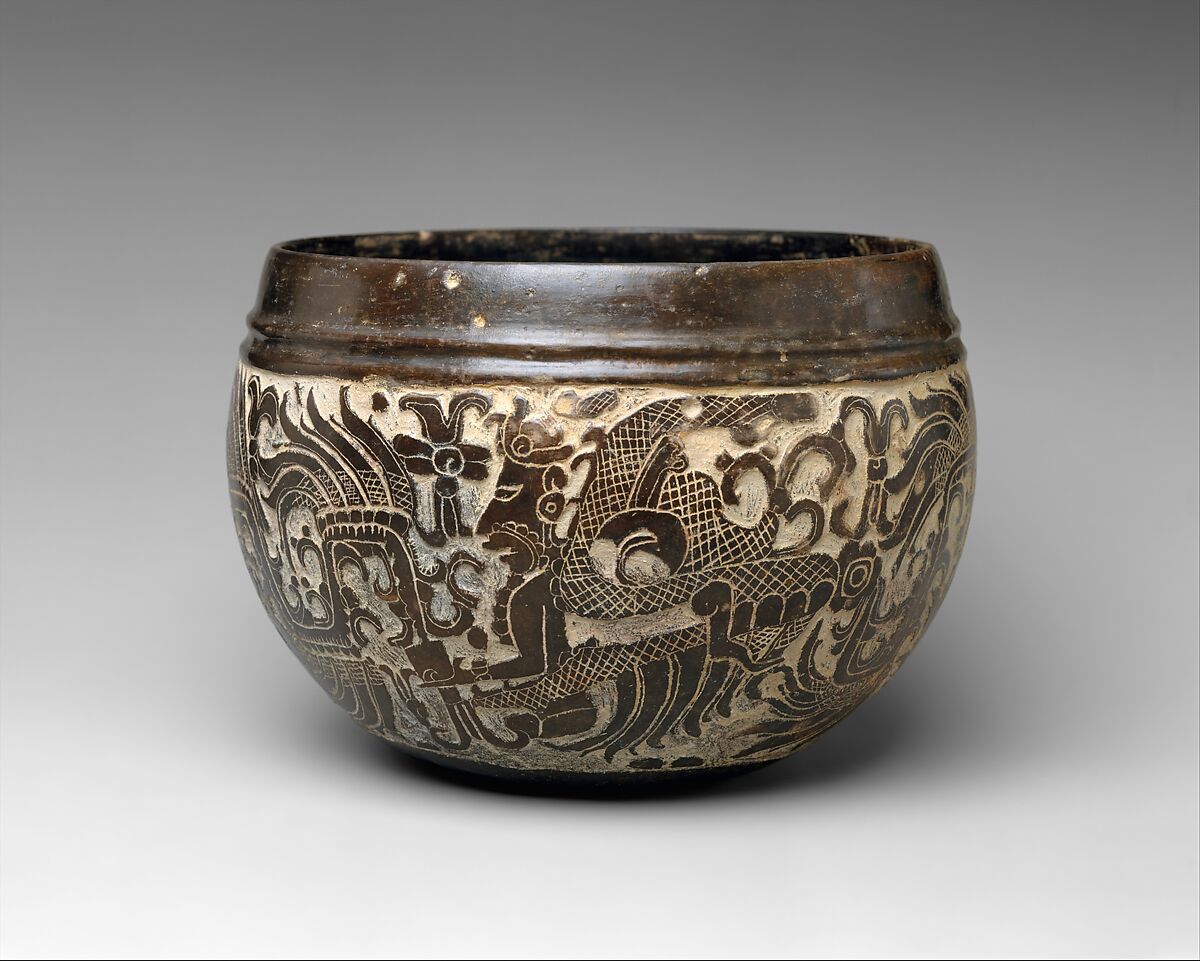 Bowl, Maya artist(s), Ceramic, stucco, pigment, Maya