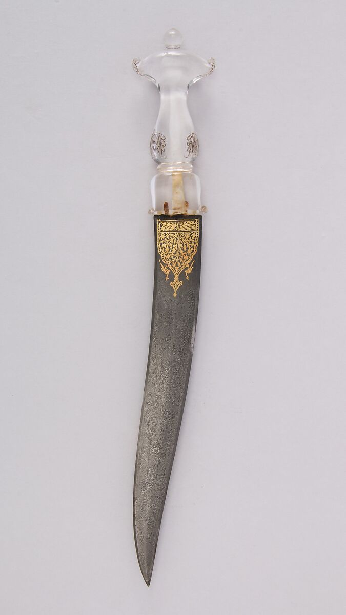 Dagger (Khanjar), Steel, rock crystal, gold, Indian, Mughal or Deccan 