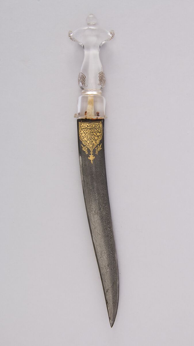 Dagger (Khanjar), Steel, rock crystal, gold, Indian, Mughal or Deccan
