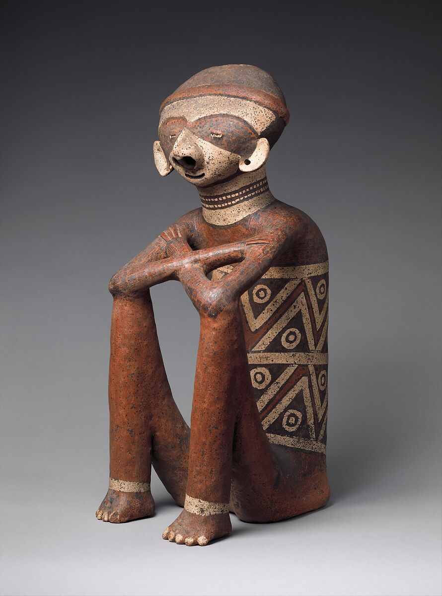 Seated Male Figure, Ceramic, Nayarit (Chinesco)