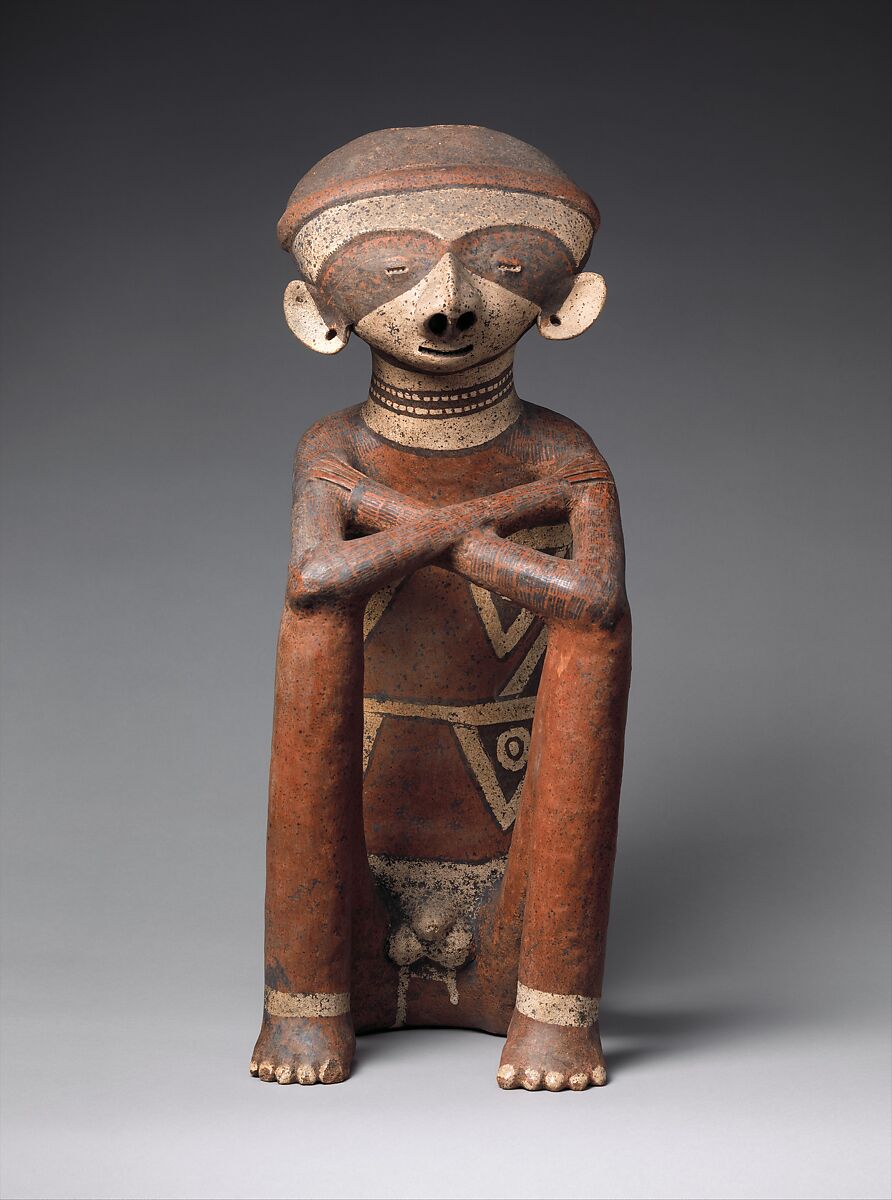 Seated Male Figure, Ceramic, Nayarit (Chinesco) 