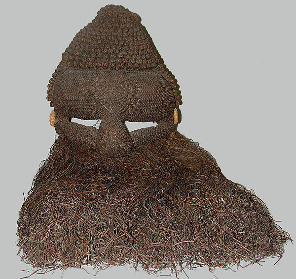 Headdress, Raffia palm fiber, cane, Salampasu peoples 