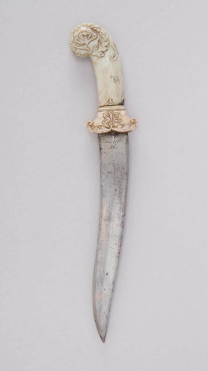 Dagger (Khanjar), Steel, jade, stone, Indian, Mughal 