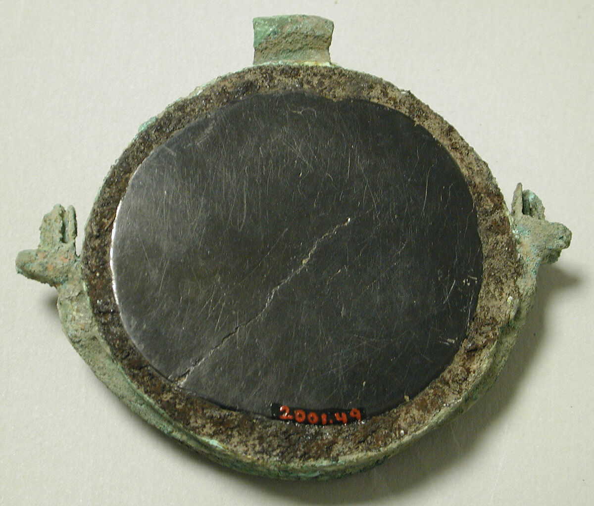 Mirror Pendant, Copper, jet, Recuay