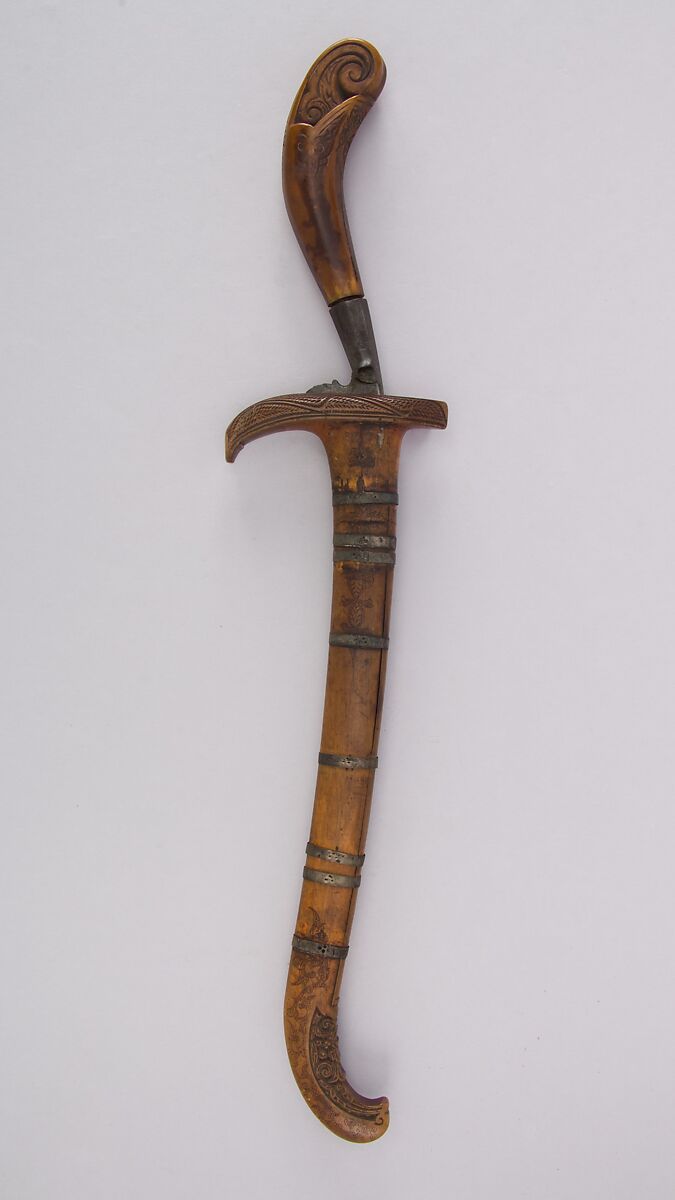 Dagger (Bade-bade) with Sheath, Bone, silver, Sumatran, possibly Acheen