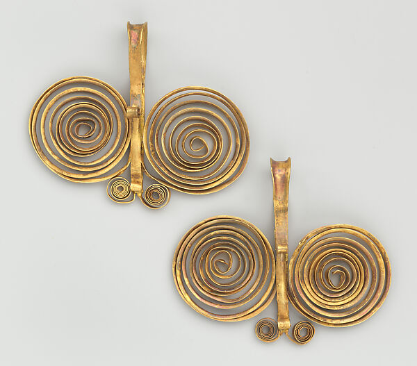 Ear Ornaments, Gold alloy, Ono Niha people 